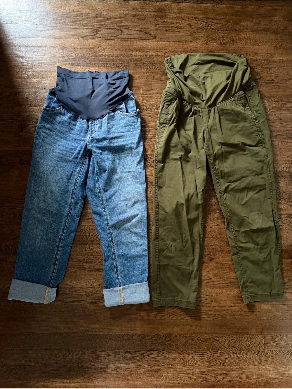 Old Navy Blue Denim & Olive Green Maternity Ankle Pants Set